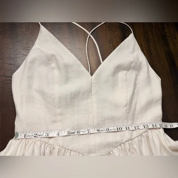 NWT H&M Elegant Cream Spaghetti Strap Dress size Medium linen blend - Picture 7 of 13